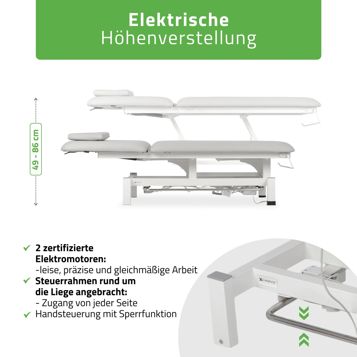 Massageliege Elektrisch Fortis 2 | 2-Segmente | Handfernbedienung Steuerrahmen