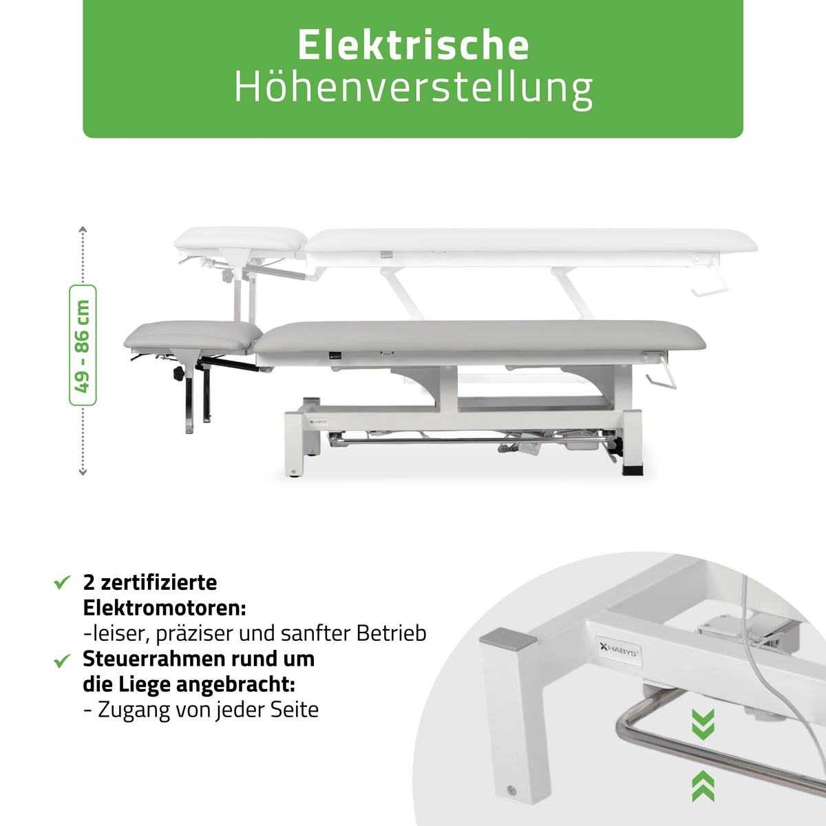 Massageliege Elektrisch Fortis 4 Ergo | 4-Segmente | Handfernbedienung Steuerrahmen