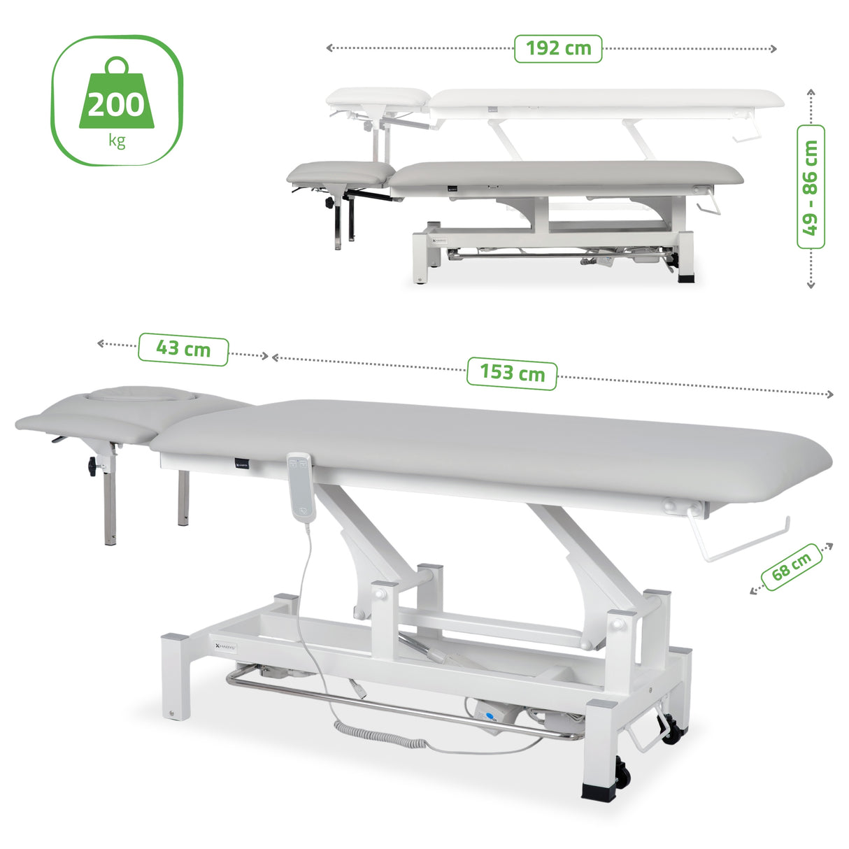 Massageliege Elektrisch Fortis 4 Ergo | 4-Segmente | Handfernbedienung Steuerrahmen