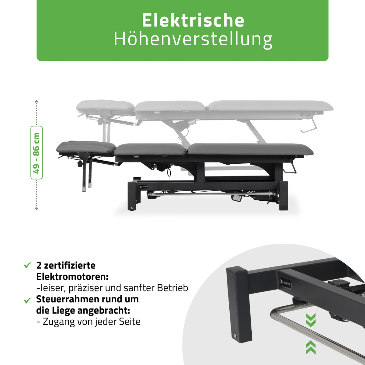 Massageliege Elektrisch Fortis 5 Ergo | 5-Segmente | Handfernbedienung Steuerrahmen