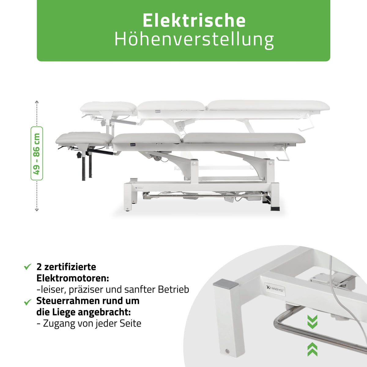 Massageliege Elektrisch Fortis 5 Ergo | 5-Segmente | Handfernbedienung Steuerrahmen