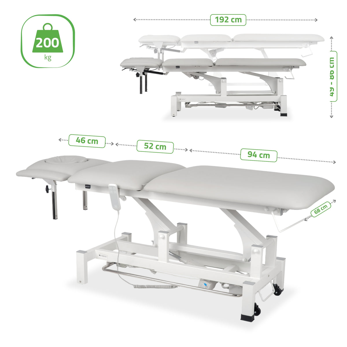 Massageliege Elektrisch Fortis 5 Ergo | 5-Segmente | Handfernbedienung Steuerrahmen