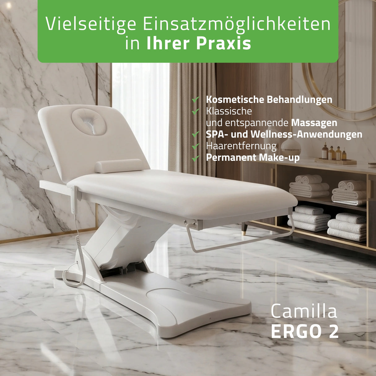 Kosmetikliege Elektrisch mit Heizung Camilla Ergo 2