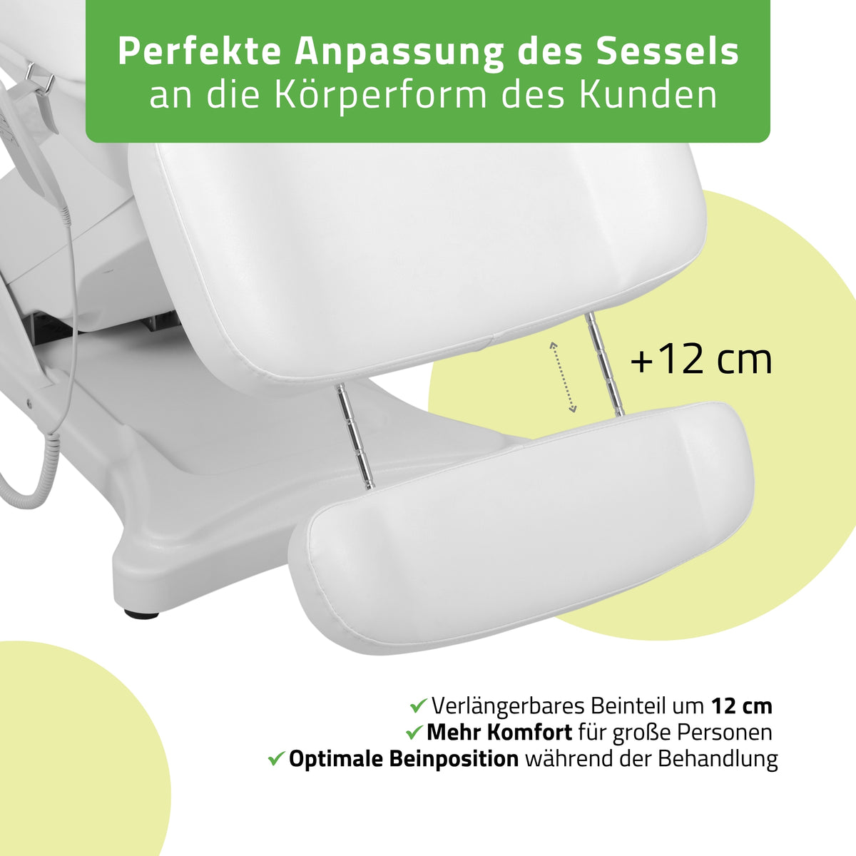 Kosmetikliege Elektrisch | Elara PRO 4 | Kosmetiksessel mit elektrischer Verstellung | Handfernbedienung | 3 - Motoren