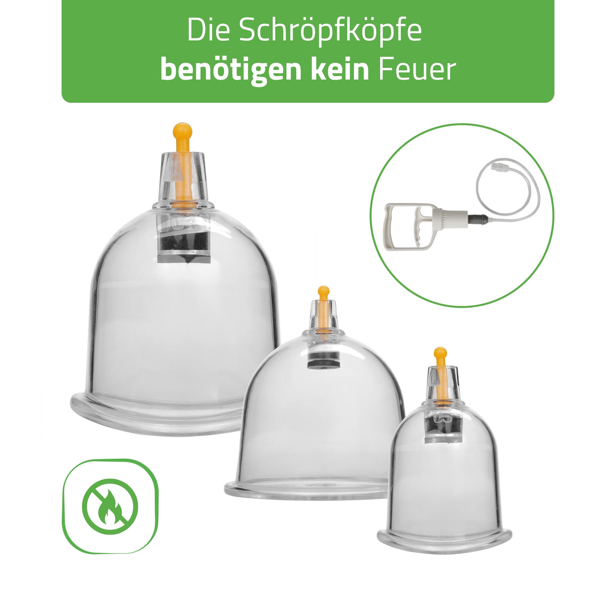 HABYS Feuerlose chinesische Vakuum-Schröpfköpfe mit Pumpe | 14 Stück