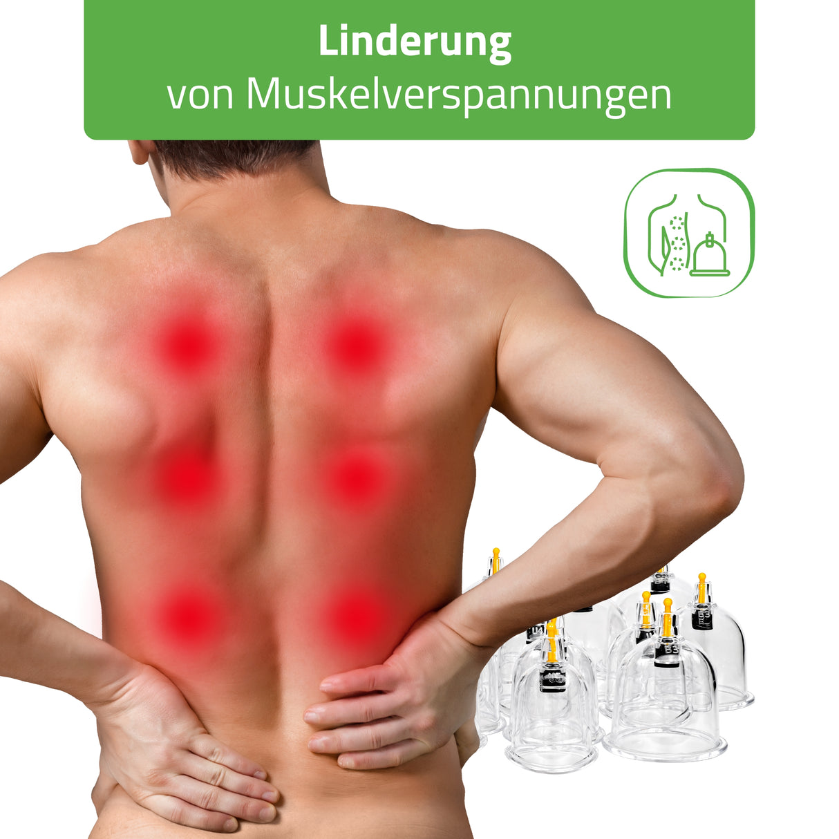 HABYS Feuerlose chinesische Vakuum-Schröpfköpfe mit Pumpe | 24 Stück