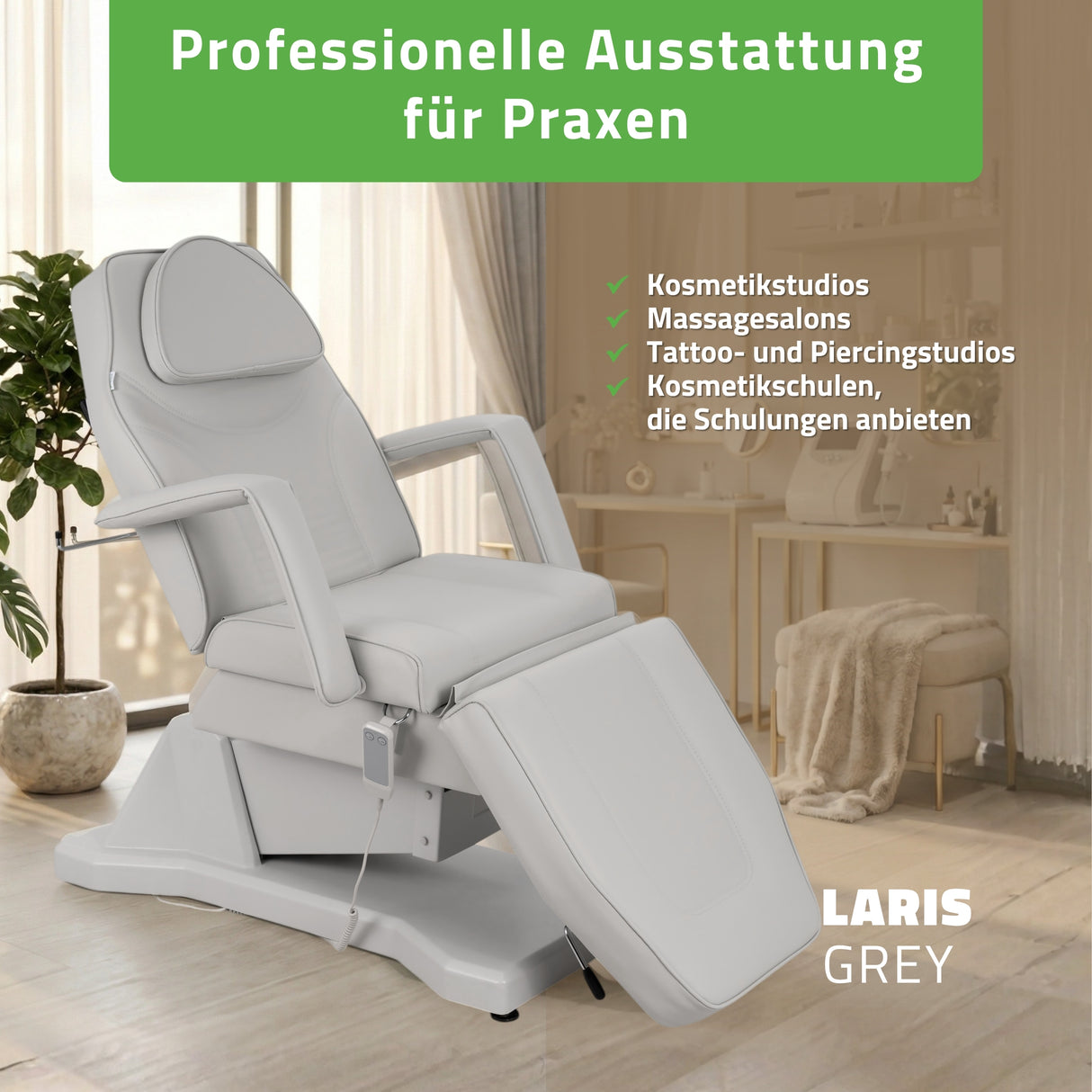 Kosmetikliege Elektrisch Laris | Kosmetiksessel mit elektrischer Verstellung | 1 Motor, Handfernbedienung