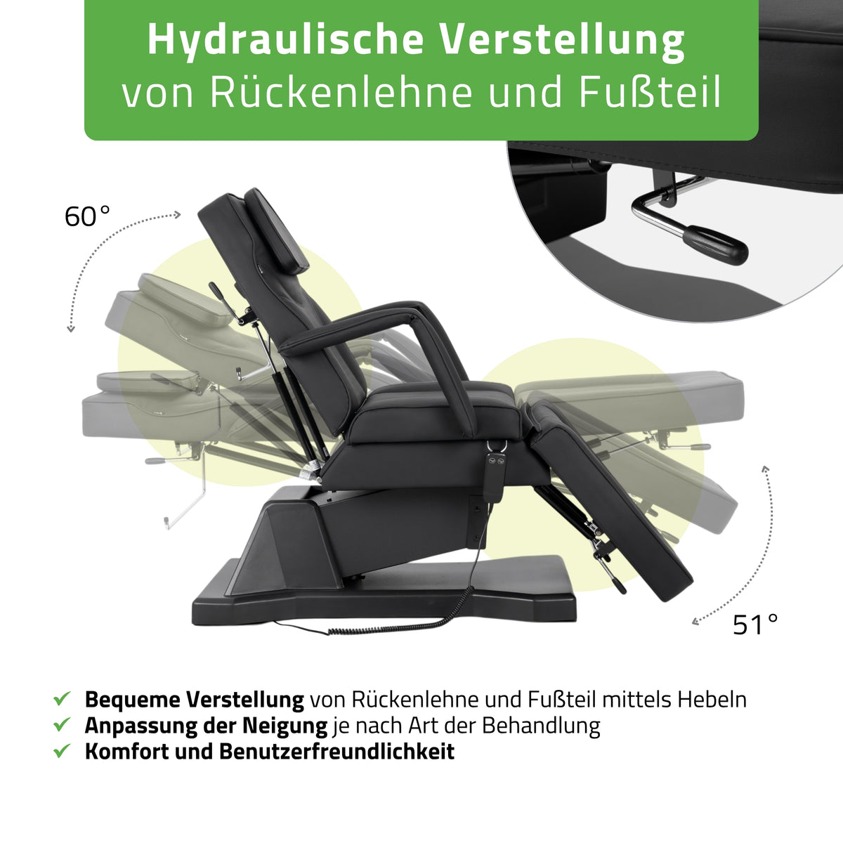 Kosmetikliege Elektrisch Laris | Kosmetiksessel mit elektrischer Verstellung | 1 Motor, Handfernbedienung