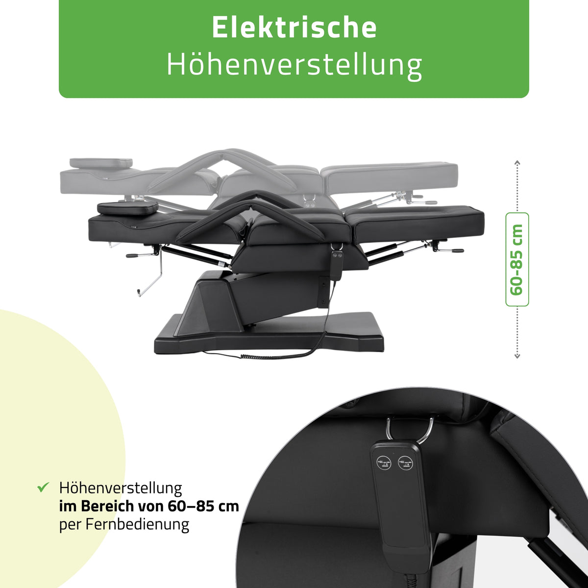 Kosmetikliege Elektrisch Laris | Kosmetiksessel mit elektrischer Verstellung | 1 Motor, Handfernbedienung