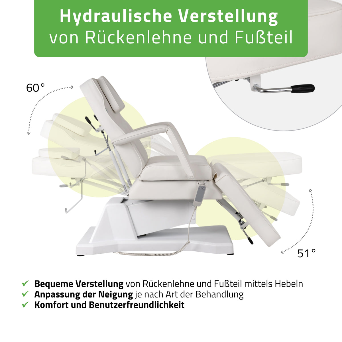 Kosmetikliege Elektrisch Laris | Kosmetiksessel mit elektrischer Verstellung | 1 Motor, Handfernbedienung