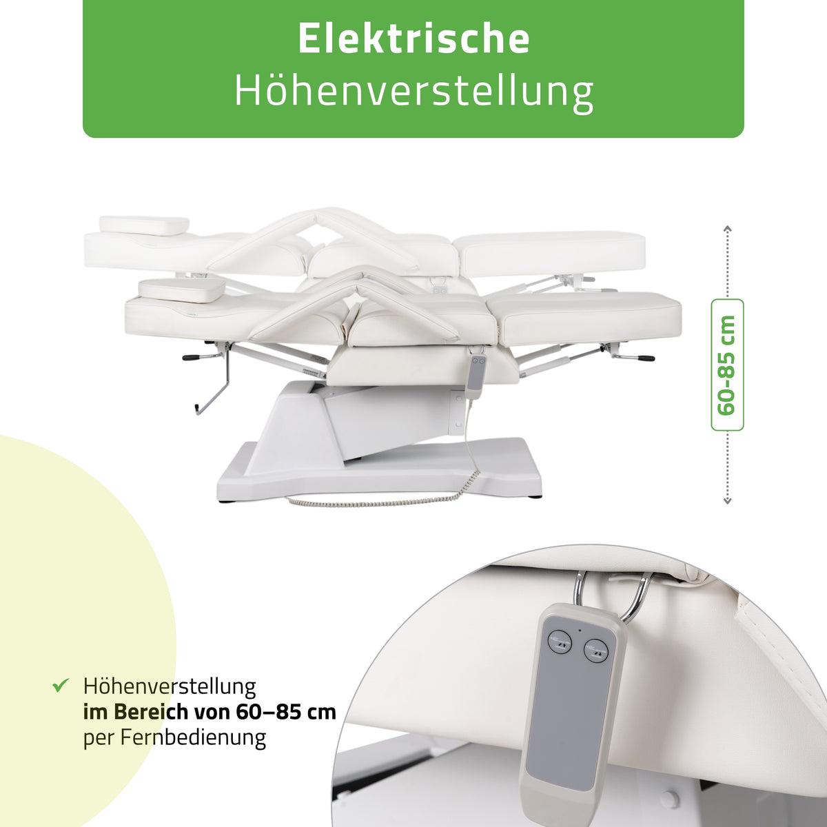 Kosmetikliege Elektrisch Laris | Kosmetiksessel mit elektrischer Verstellung | 1 Motor, Handfernbedienung