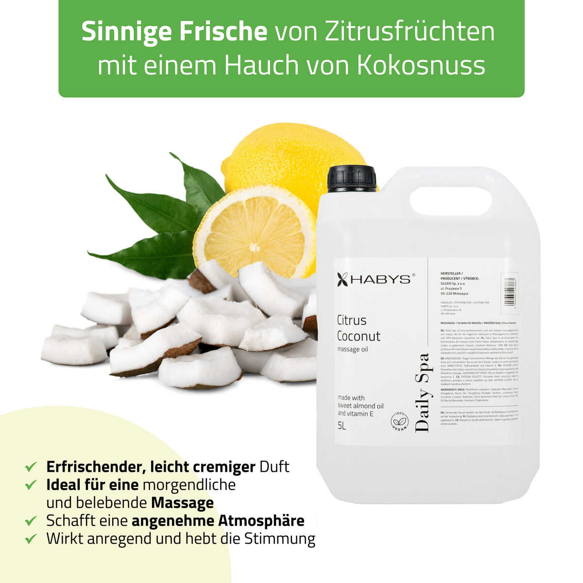 Massageöl Daily Spa | Citrus Coconut | HABYS