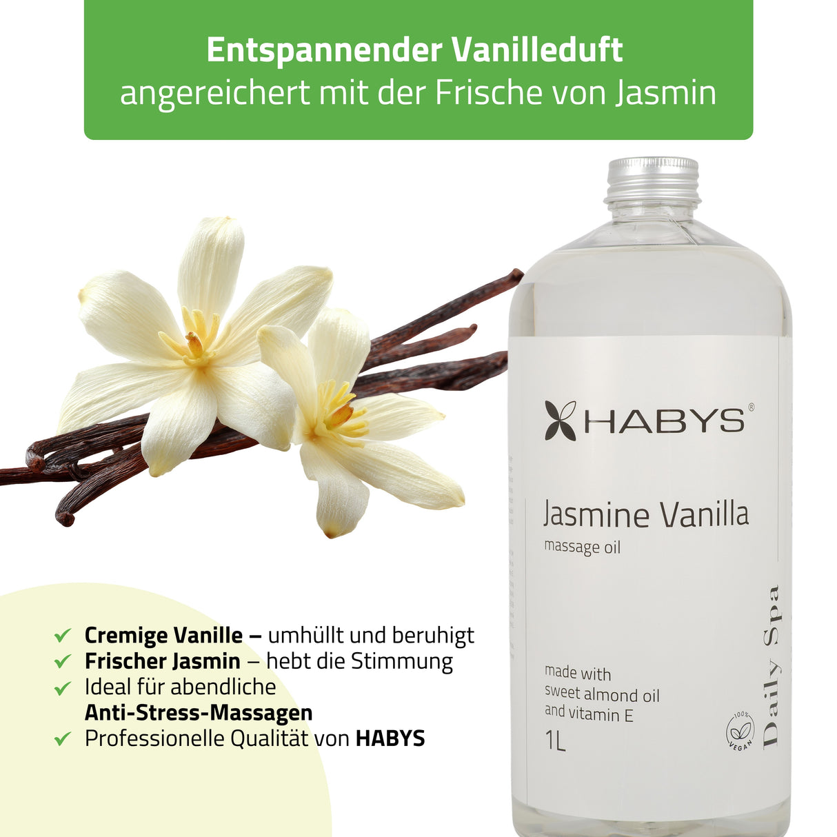 Massageöl Daily Spa | Jasmine Vanilla | HABYS