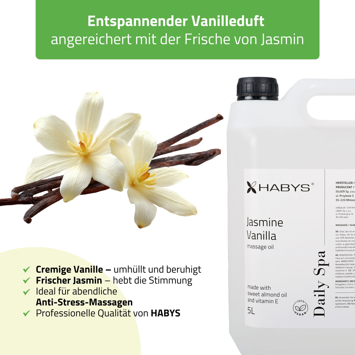 Massageöl Daily Spa | Jasmine Vanilla | HABYS