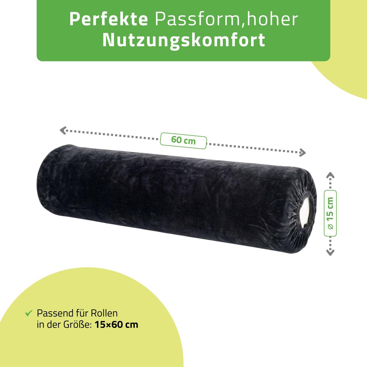 Velours Bezug für Lagerungsrolle mit Gummizug | 15x60