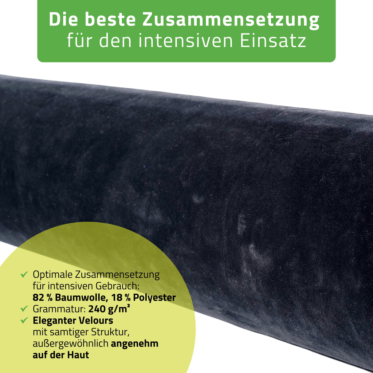 Velours Bezug für Lagerungsrolle mit Gummizug | 15x60