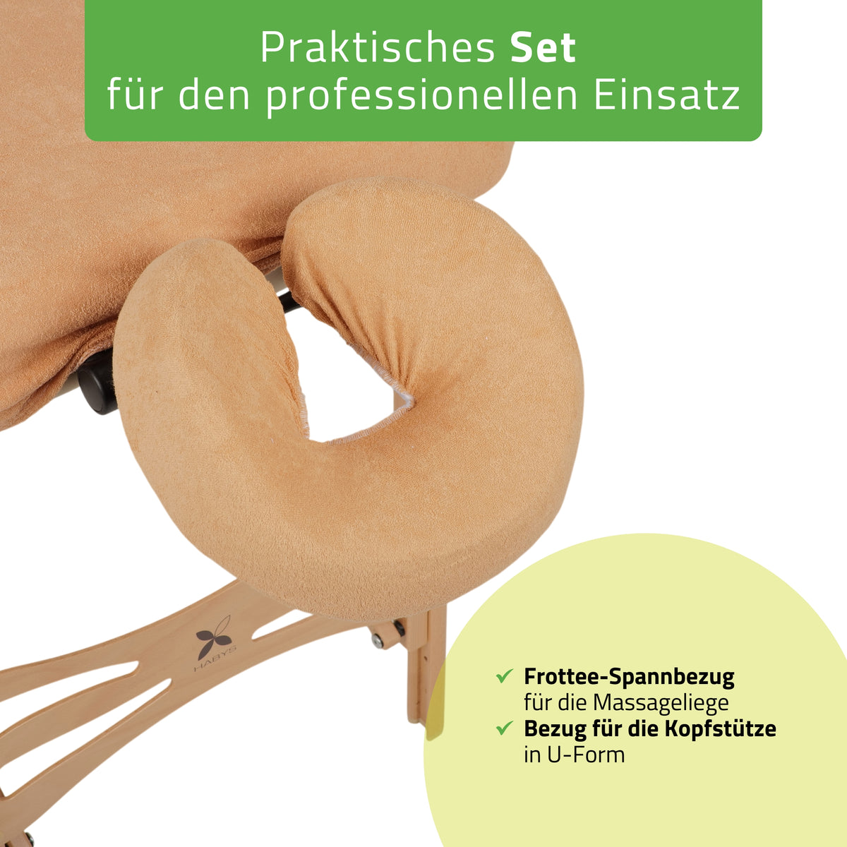 Set | Einteiliges Frottee Spannlaken für klappbare Massageliegen 60-65/180-185 | + Frottee-Bezug für die Kopfstütze