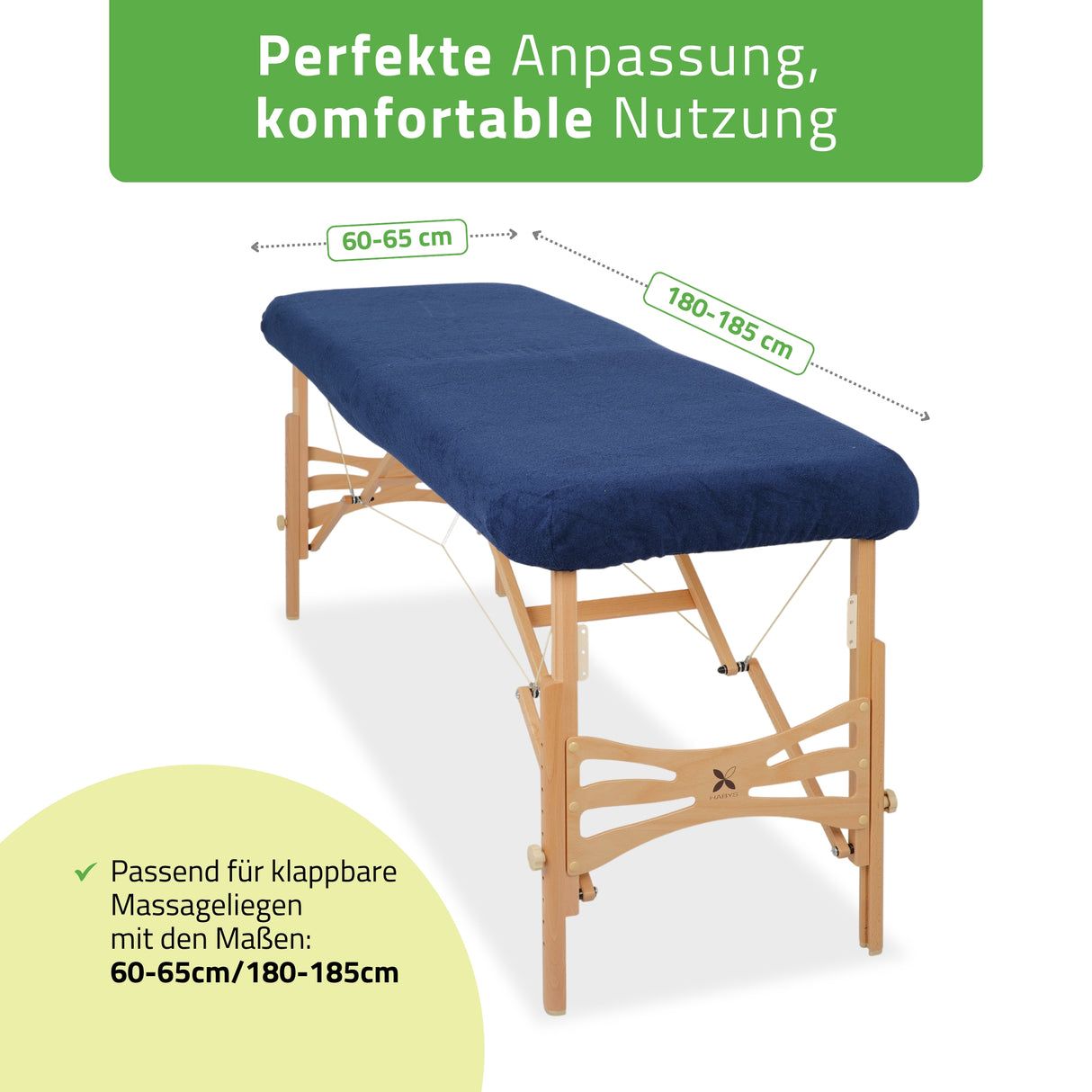Frottee Bezug für klappbare Massageliegen | 1-teilig | 60-65/180-185 cm