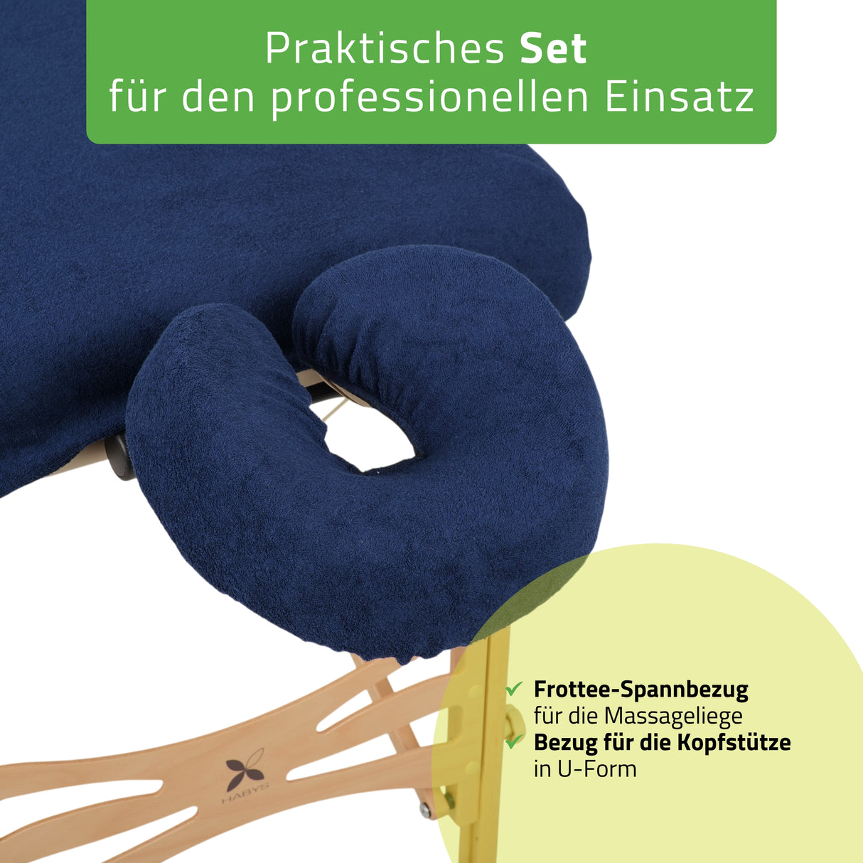 Set | Einteiliges Frottee Spannlaken für klappbare Massageliegen 60-65/180-185 | + Frottee-Bezug für die Kopfstütze