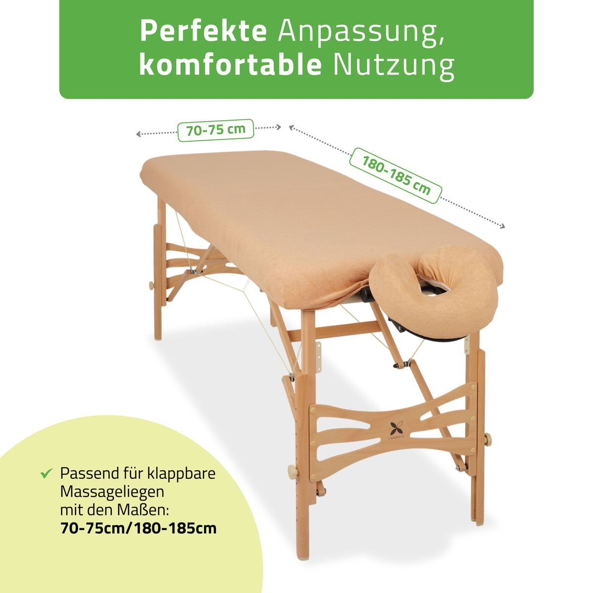 Set | Einteiliges Frottee Spannlaken für klappbare Massageliegen 70-75/180-185 | + Frottee-Bezug für die Kopfstütze