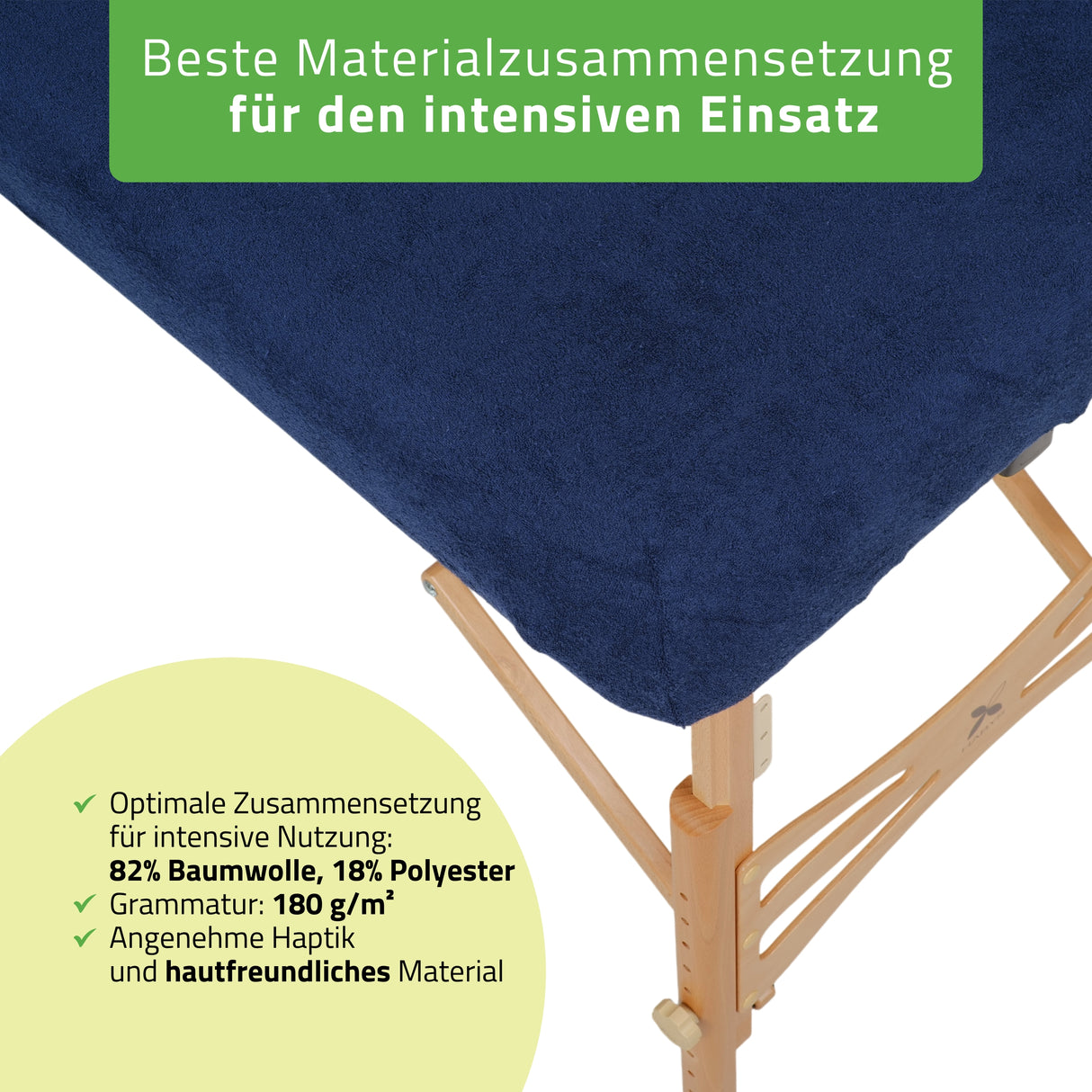 Set | Einteiliges Frottee Spannlaken für klappbare Massageliegen 70-75/180-185 | + Frottee-Bezug für die Kopfstütze