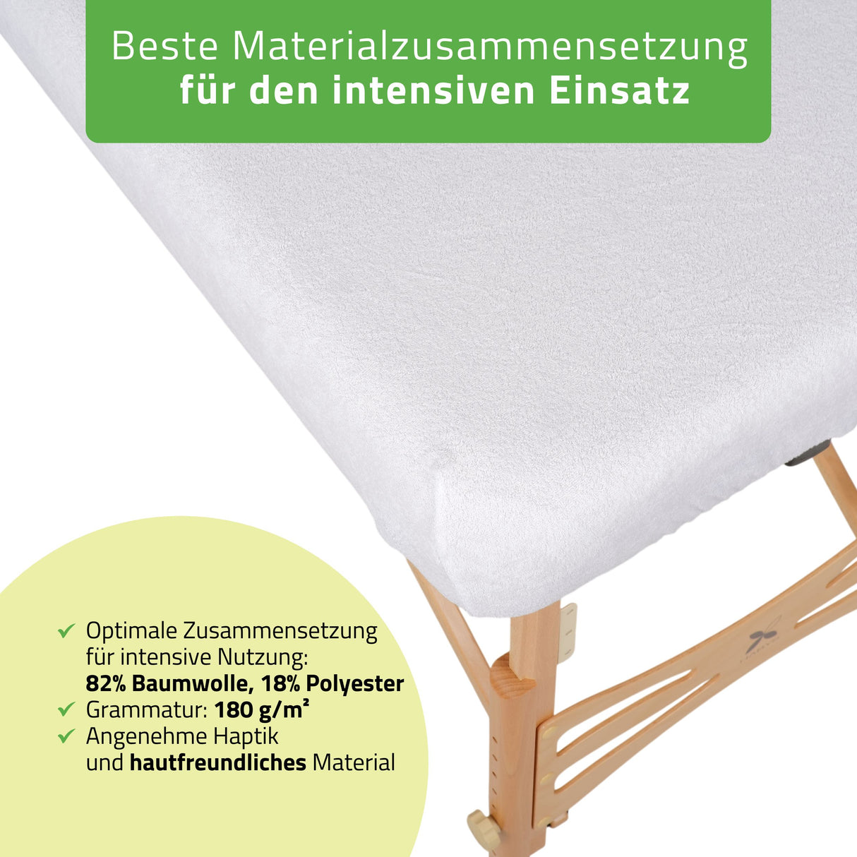 Set | Einteiliges Frottee Spannlaken für klappbare Massageliegen 70-75/180-185 | + Frottee-Bezug für die Kopfstütze
