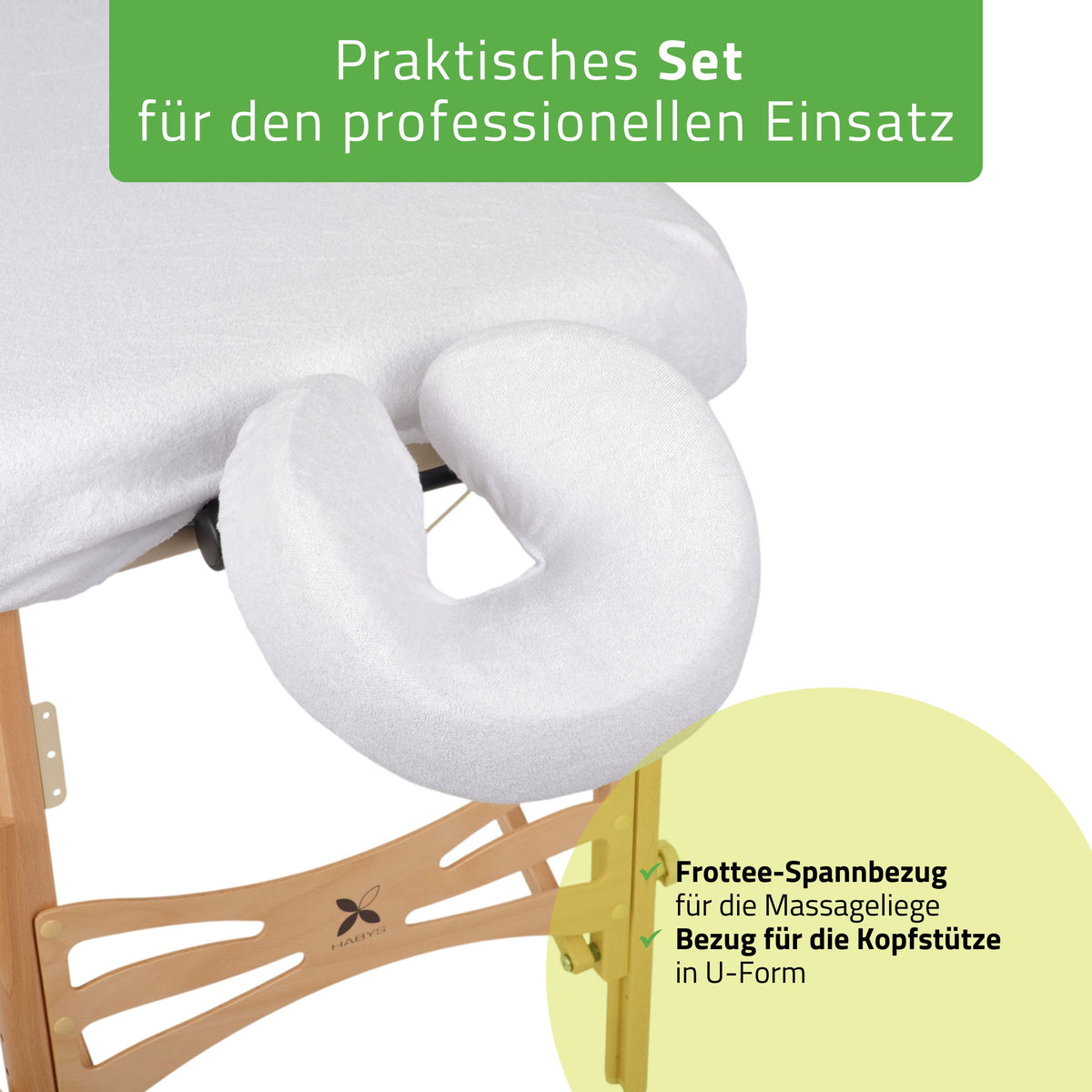 Set | Einteiliges Frottee Spannlaken für klappbare Massageliegen 70-75/180-185 | + Frottee-Bezug für die Kopfstütze