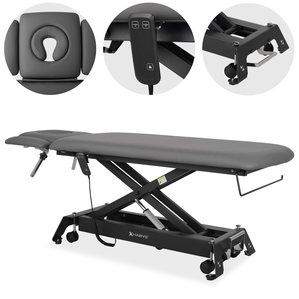 Therapieliege Elektrisch Evero Cross X4 Ergo | 4-Segmente | Handfernbedienung | Grau-Schwarz