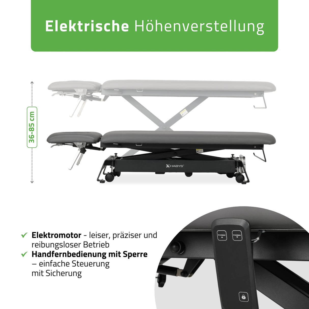 Therapieliege Elektrisch Evero Cross X4 Ergo | 4-Segmente | Handfernbedienung | Grau-Schwarz
