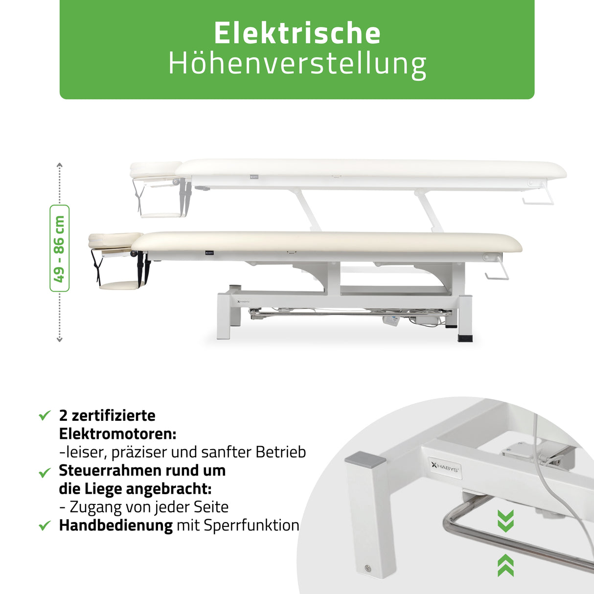 Massageliege Elektrisch Fortis 1 | 1-Segmente | Handfernbedienung Steuerrahmen