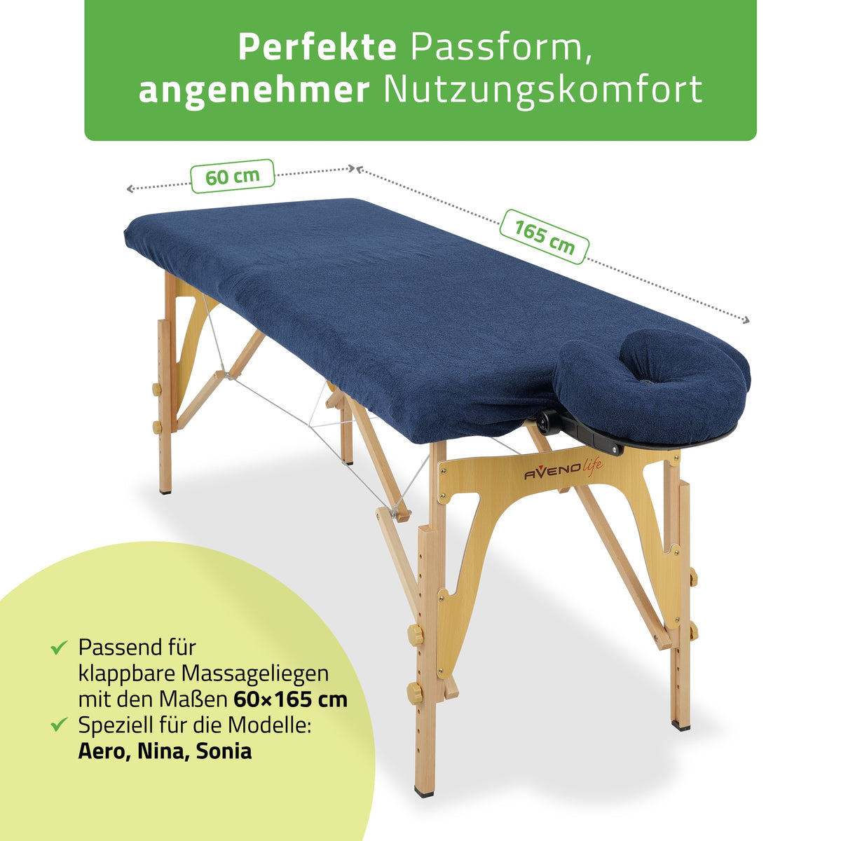 Set | Einteiliges Frottee Spannlaken für klappbare Massageliegen 60/165 | + Frottee-Bezug für die Kopfstütze