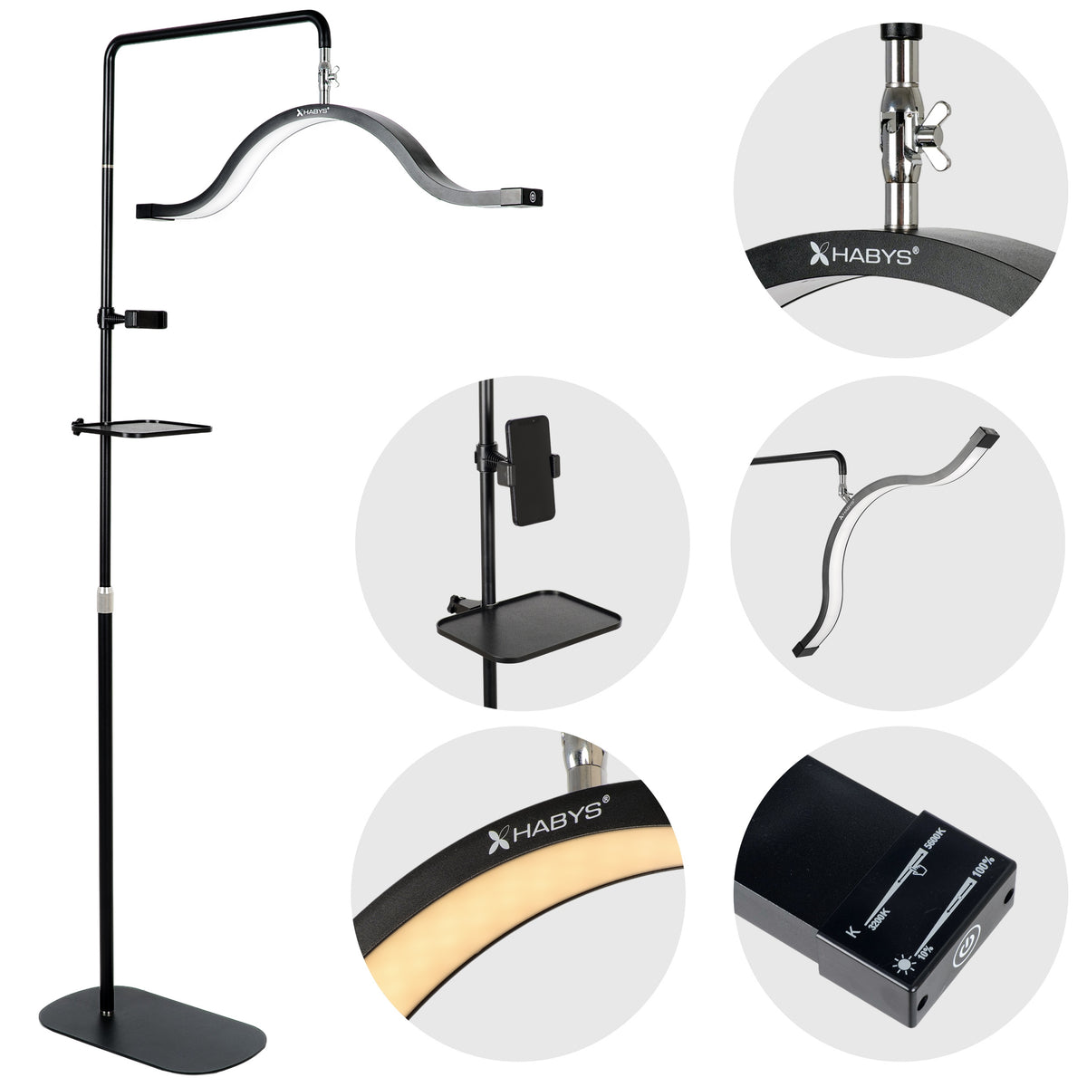 Habys VENA LED-Kosmetiklampe | 45W | für Wimpern-, Augenbrauenstyling und Permanent Make-up