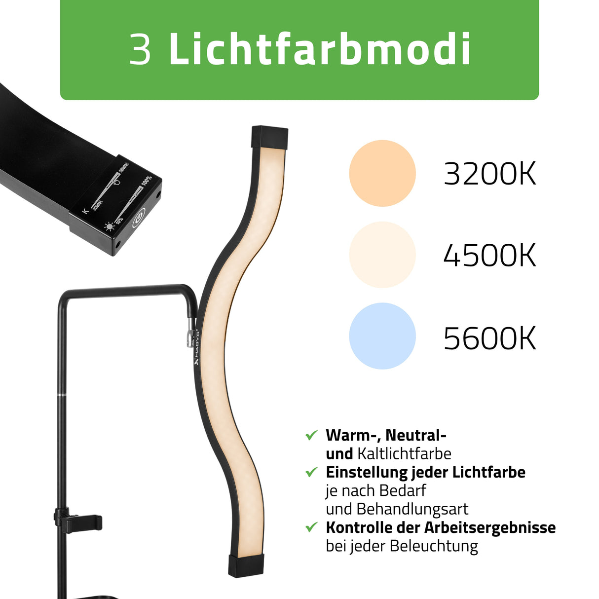 Habys VENA LED-Kosmetiklampe | 45W | für Wimpern-, Augenbrauenstyling und Permanent Make-up