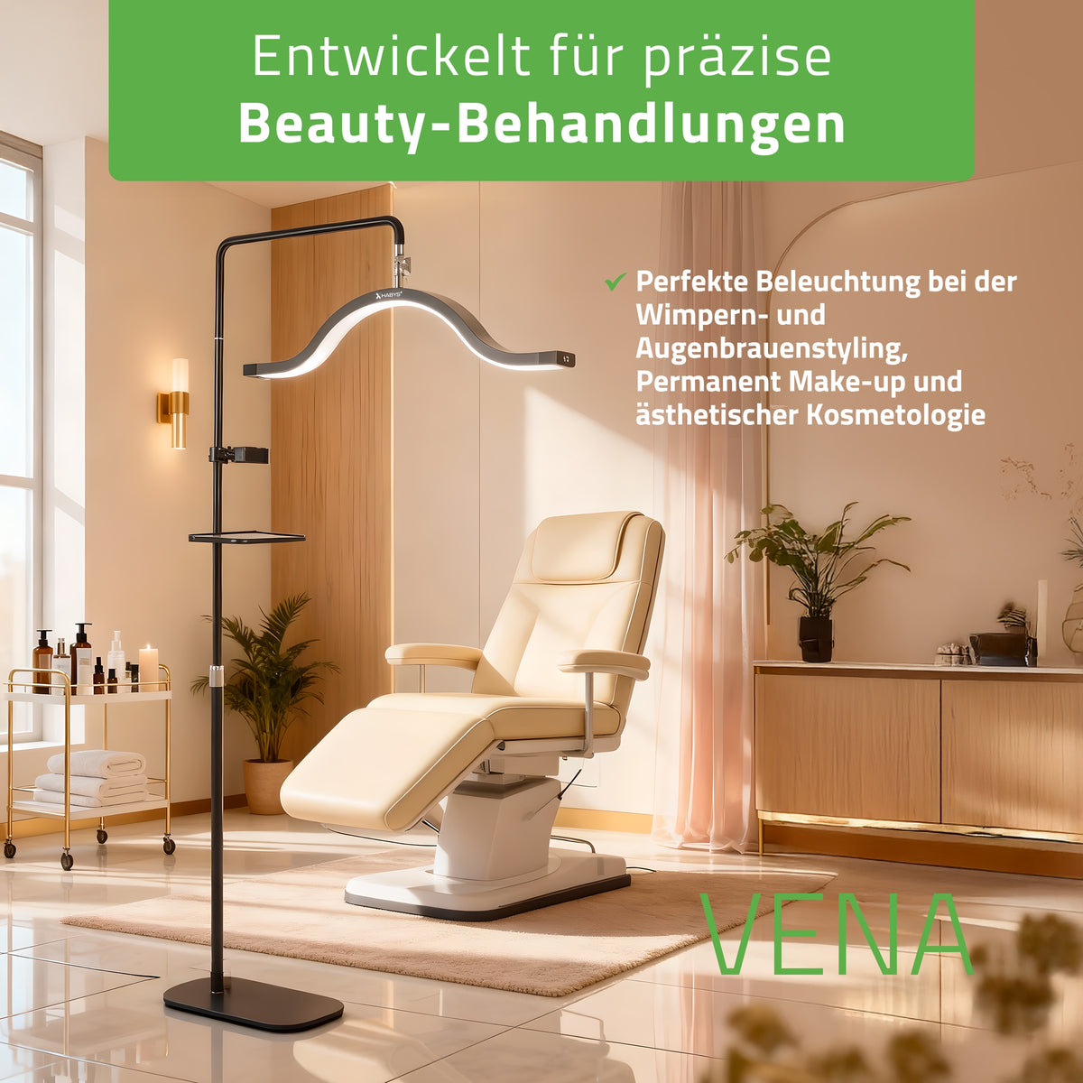 Habys VENA LED-Kosmetiklampe | 45W | für Wimpern-, Augenbrauenstyling und Permanent Make-up