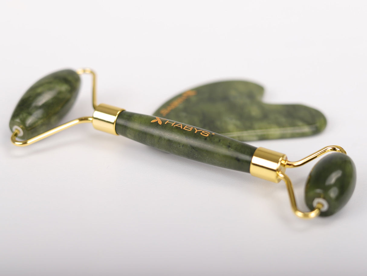 Massage-Set Gua Sha aus Jade | Stein Roller