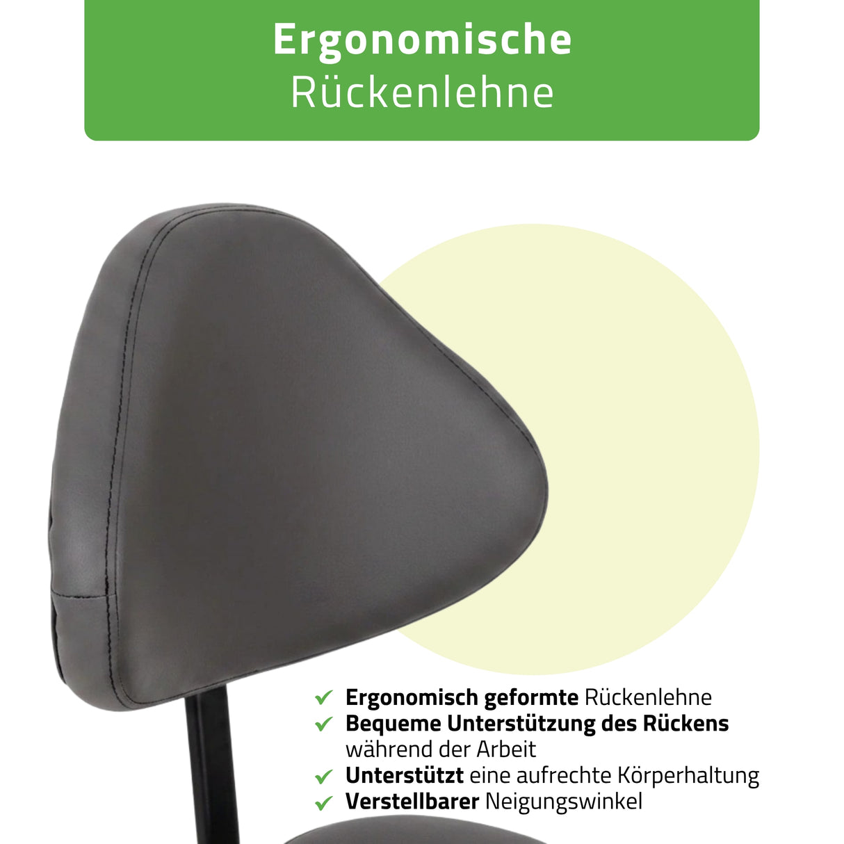 Sattelhocker Sola mit Rückenlehne | Rollhocker