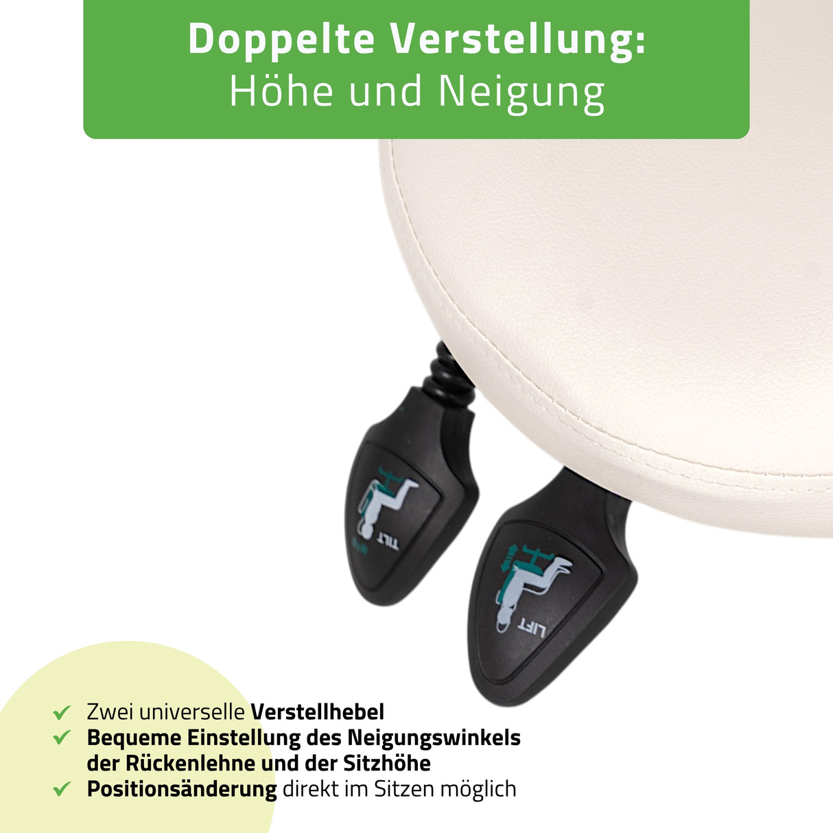 Sattelhocker Sola mit Rückenlehne | Rollhocker