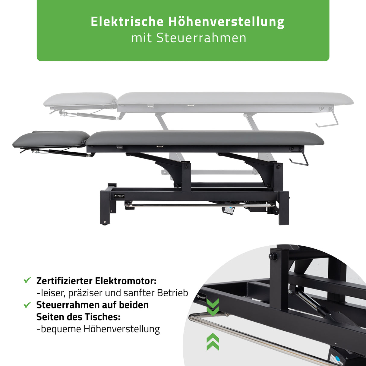 Massageliege Elektrisch Fortis 2 Ergo | 2-Segmente | Handfernbedienung Steuerrahmen