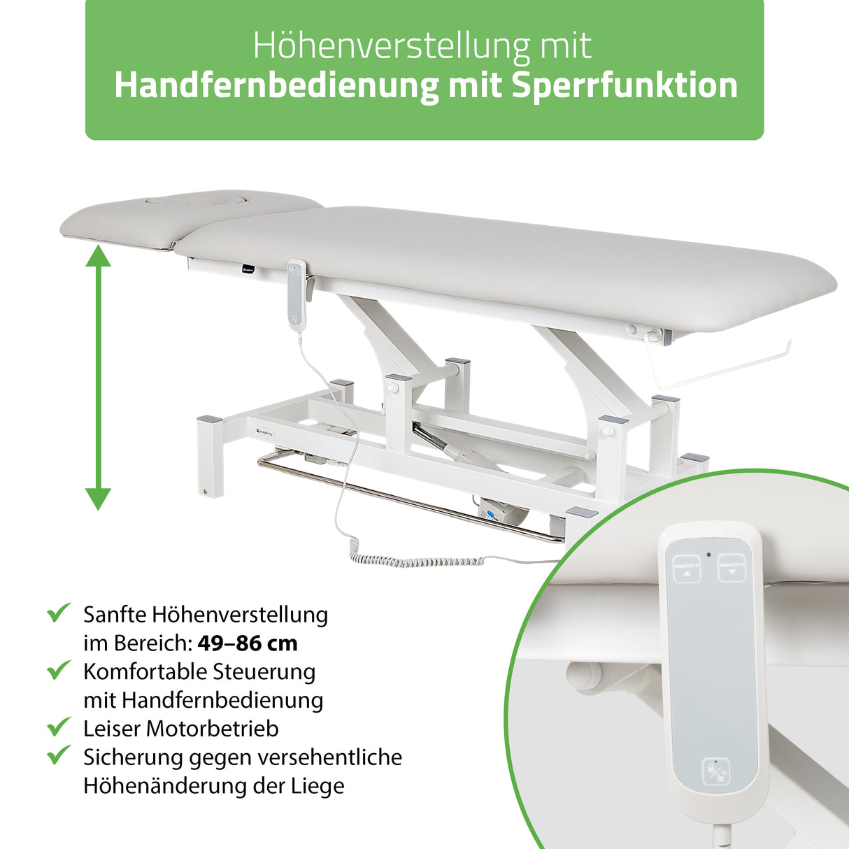 Massageliege Elektrisch Fortis 2 Ergo | 2-Segmente | Handfernbedienung Steuerrahmen