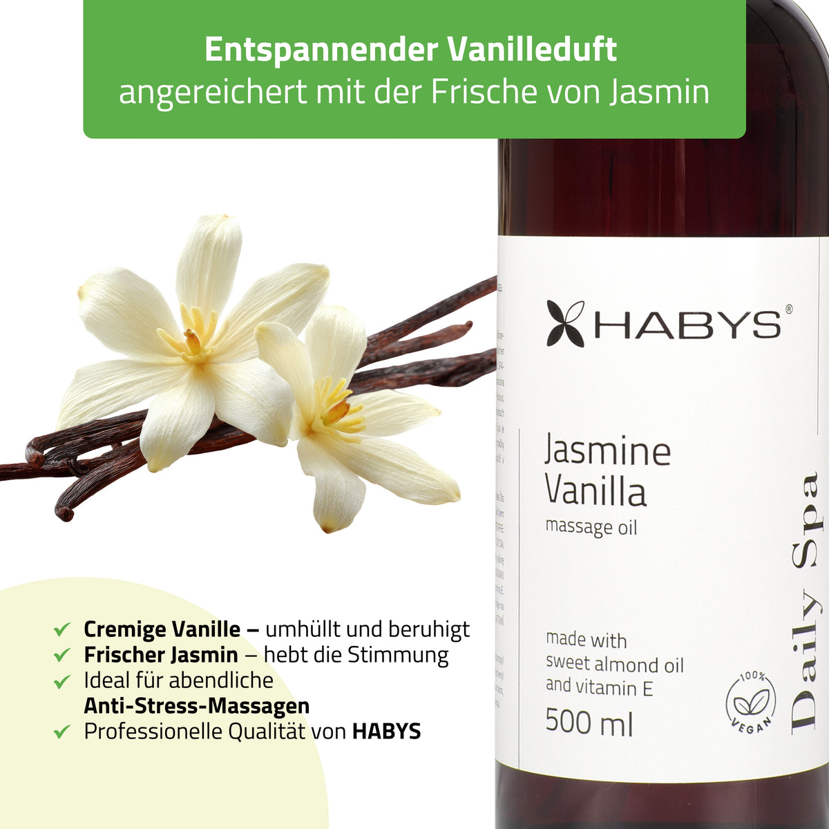 Massageöl Daily Spa | Jasmine Vanilla | HABYS