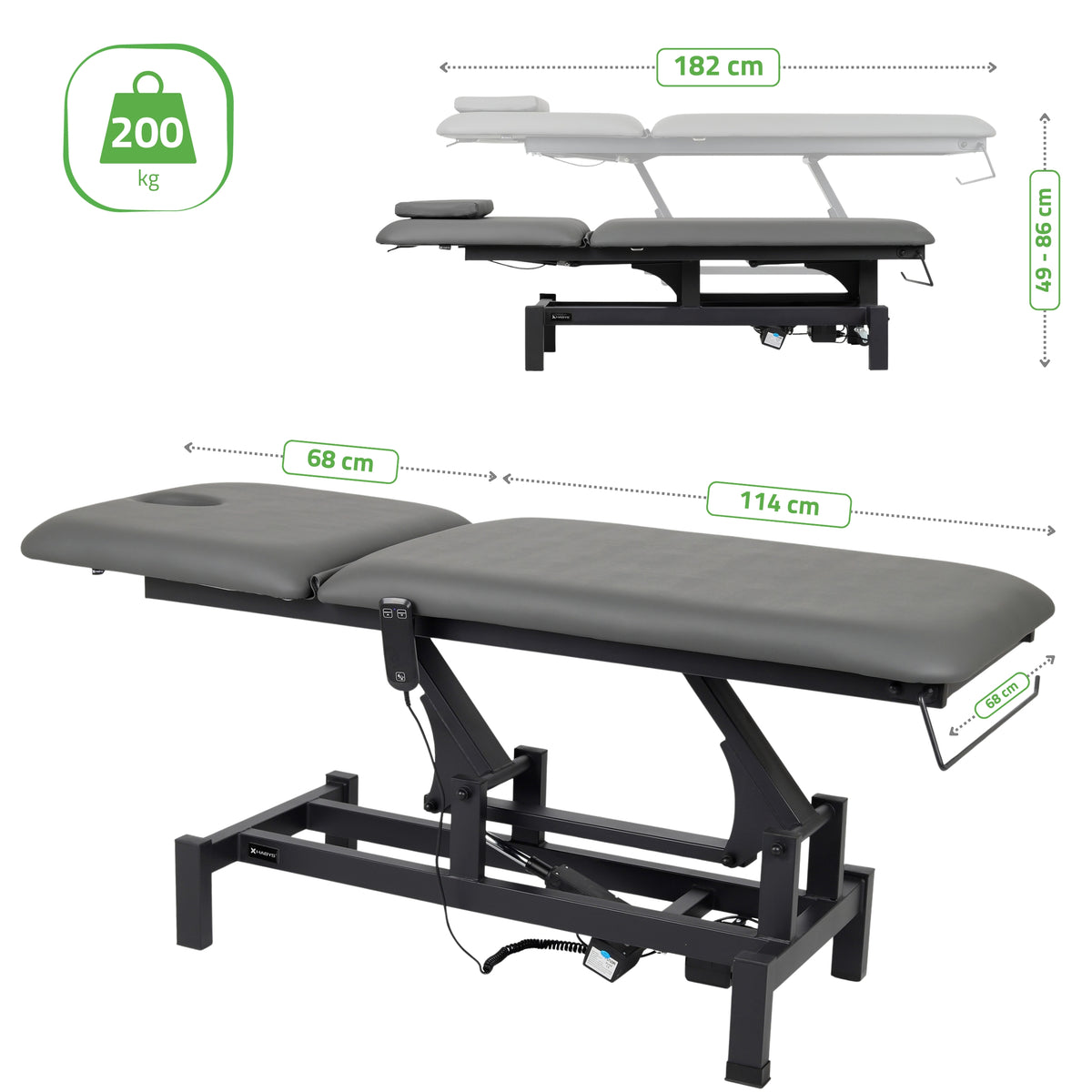 Massageliege Elektrisch Fortis 2 | 2-Segmente | Handfernbedienung