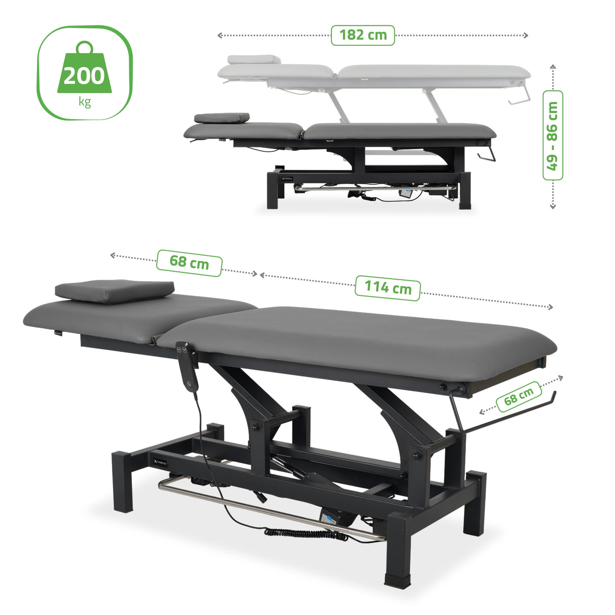 Massageliege Elektrisch Fortis 2 | 2-Segmente | Handfernbedienung Steuerrahmen