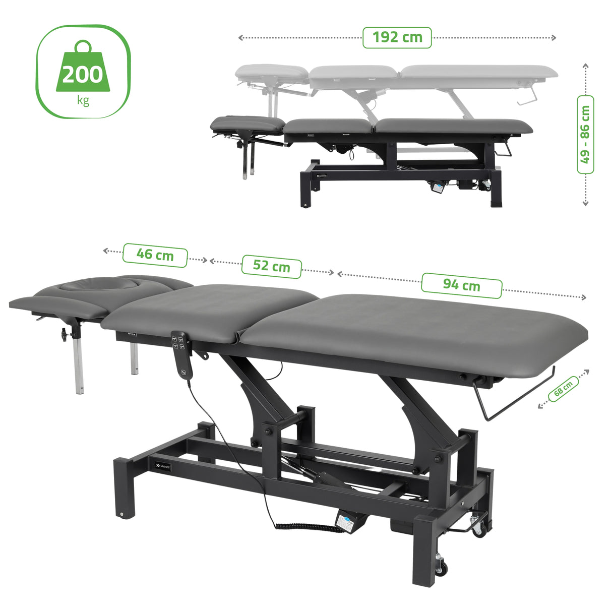 Massageliege Elektrisch Fortis 5 Ergo | 5-Segmente | Handfernbedienung
