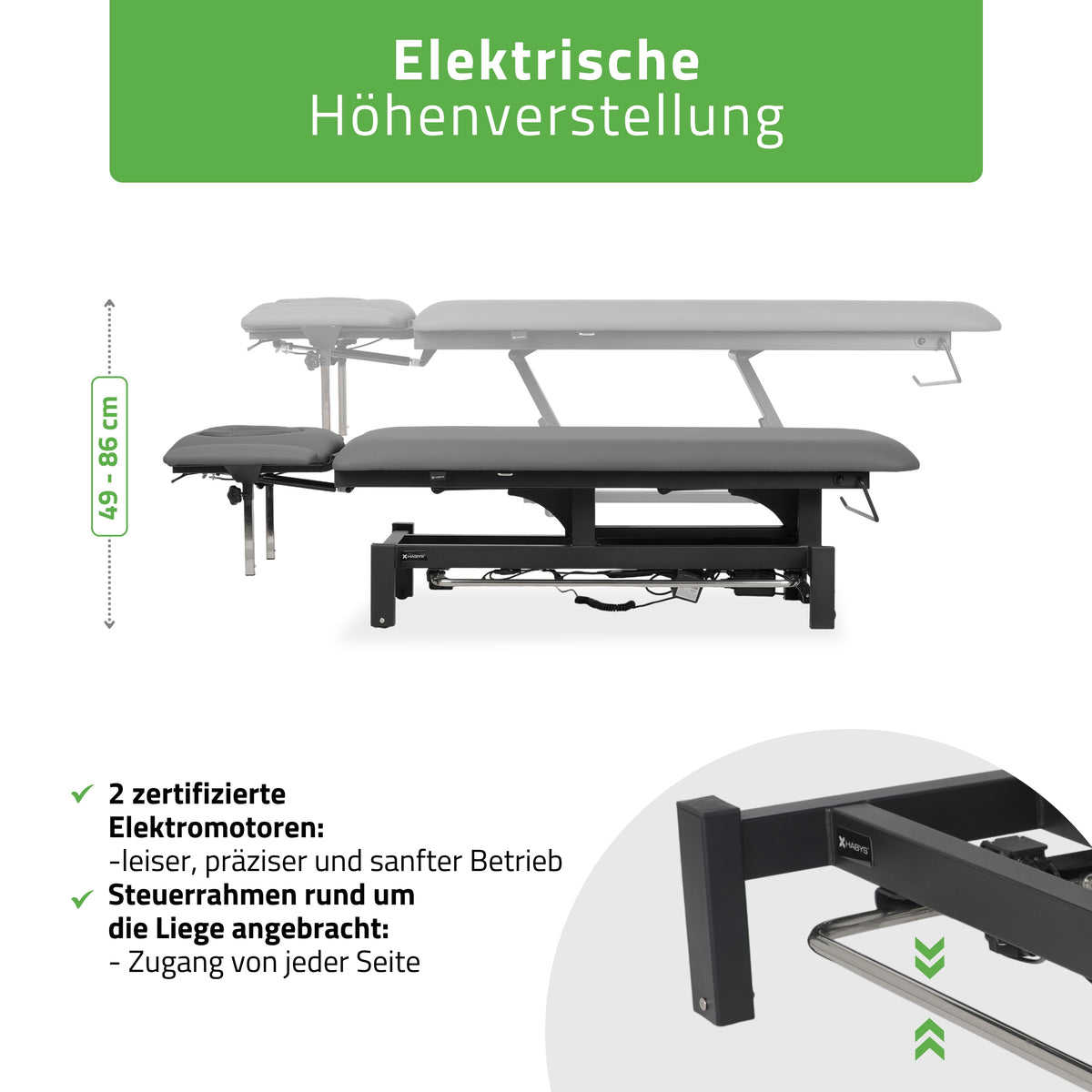 Massageliege Elektrisch Fortis 4 Ergo | 4-Segmente | Handfernbedienung Steuerrahmen