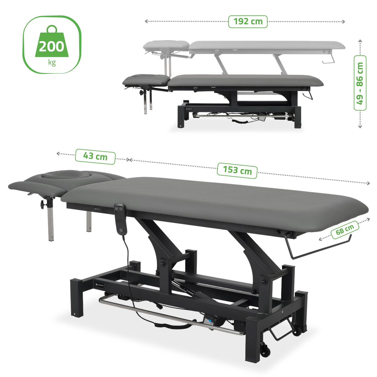 Massageliege Elektrisch Fortis 4 Ergo | 4-Segmente | Handfernbedienung Steuerrahmen