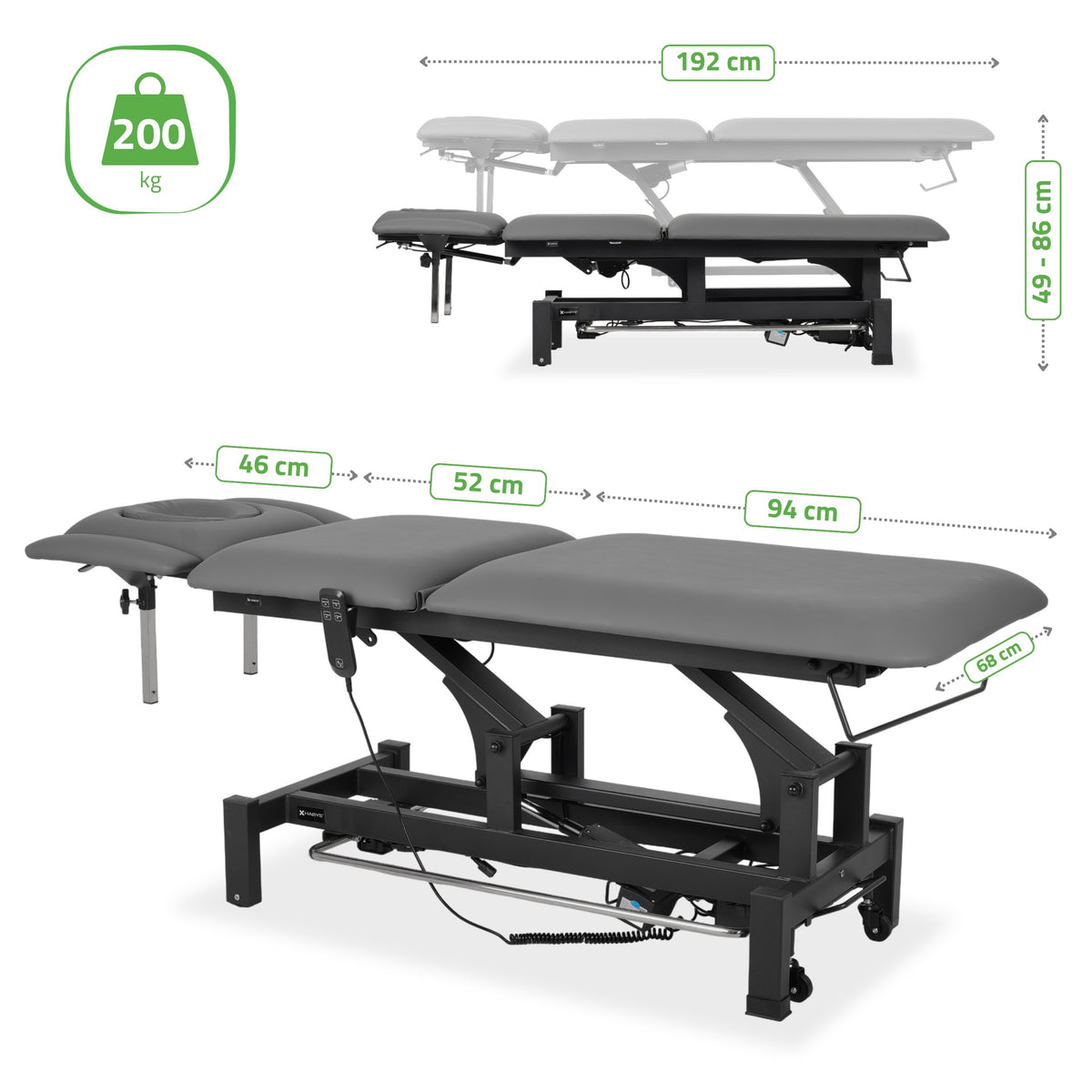 Massageliege Elektrisch Fortis 5 Ergo | 5-Segmente | Handfernbedienung Steuerrahmen