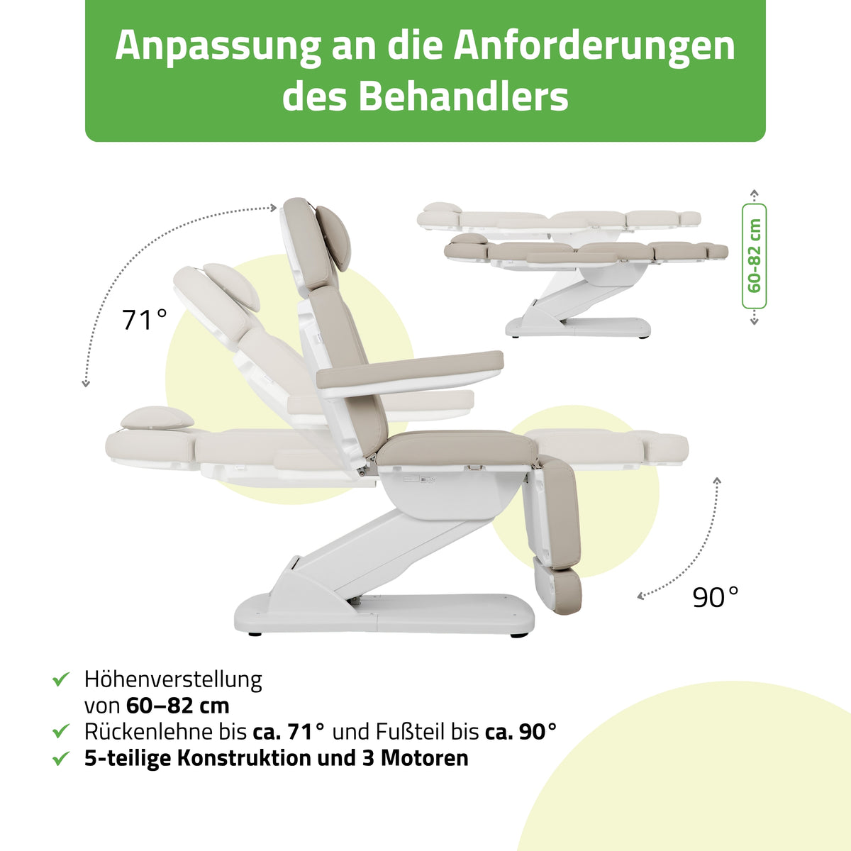 Kosmetikliege Elektrisch Tavia | Kosmetiksessel mit elektrischer Verstellung | Handfernbedienung