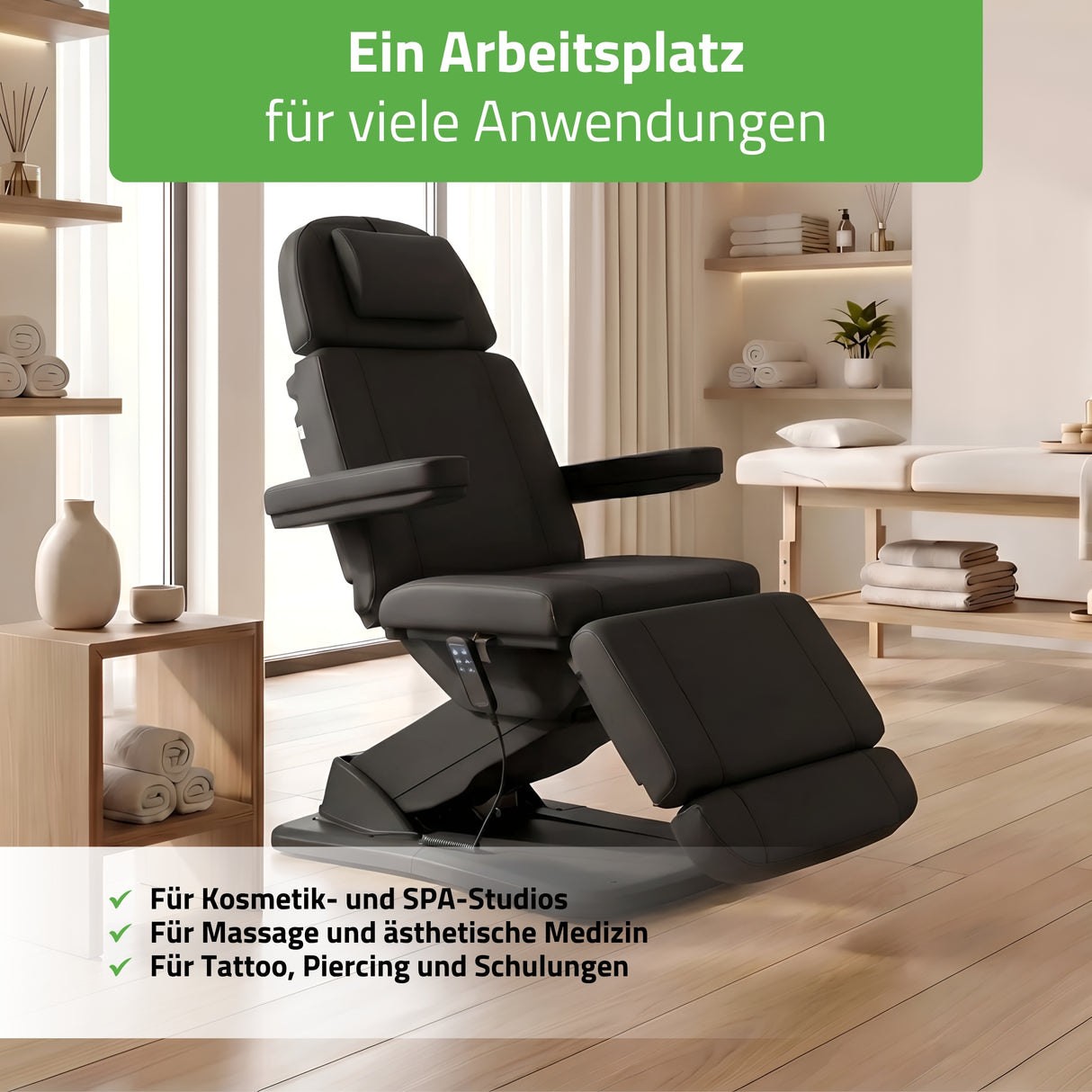 Kosmetikliege Elektrisch Tavia | Kosmetiksessel mit elektrischer Verstellung | Handfernbedienung