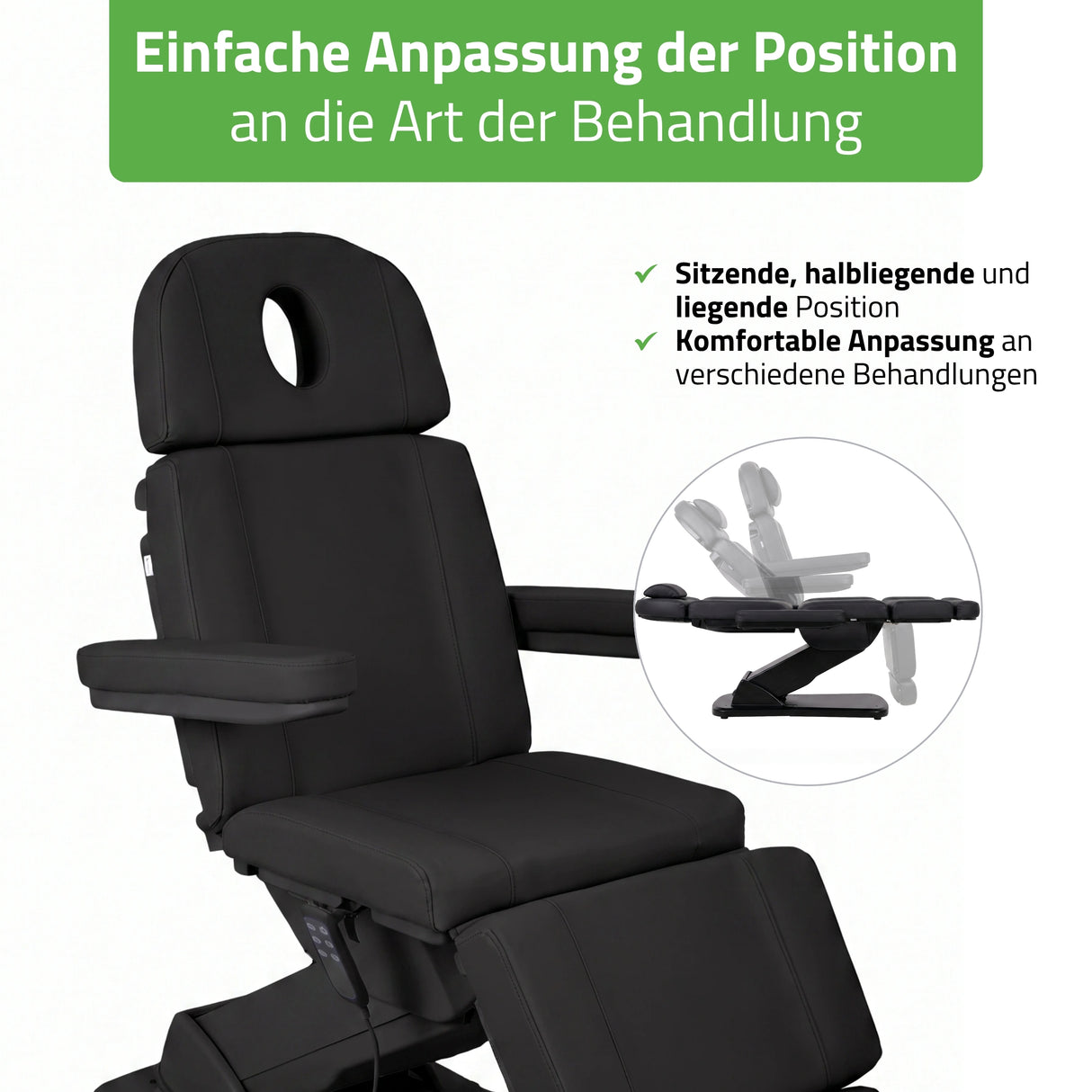 Kosmetikliege Elektrisch Tavia | Kosmetiksessel mit elektrischer Verstellung | Handfernbedienung