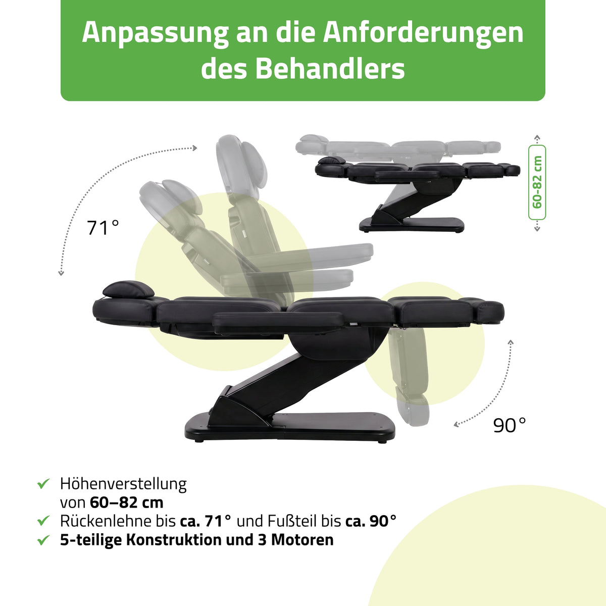 Kosmetikliege Elektrisch Tavia | Kosmetiksessel mit elektrischer Verstellung | Handfernbedienung
